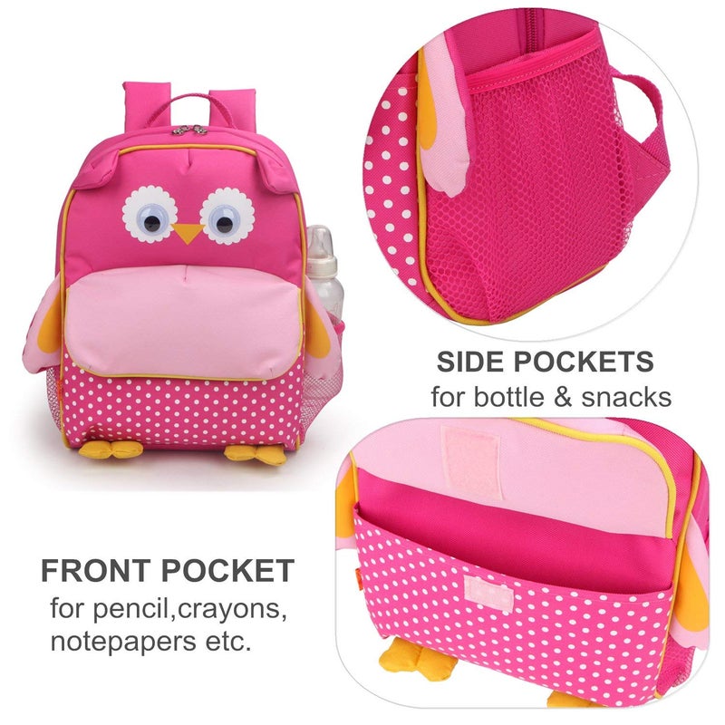 yodo Little Kids School Bag Pre-K Toddler Backpack with Name Tag and Chest Strap, Owl - Image 5